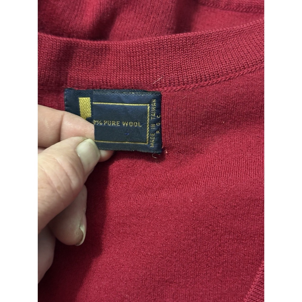 Vintage LeRoy Sweater Size Large Mens Knitwear Red 100% Pure Wool Grandpa - Picture 8 of 8